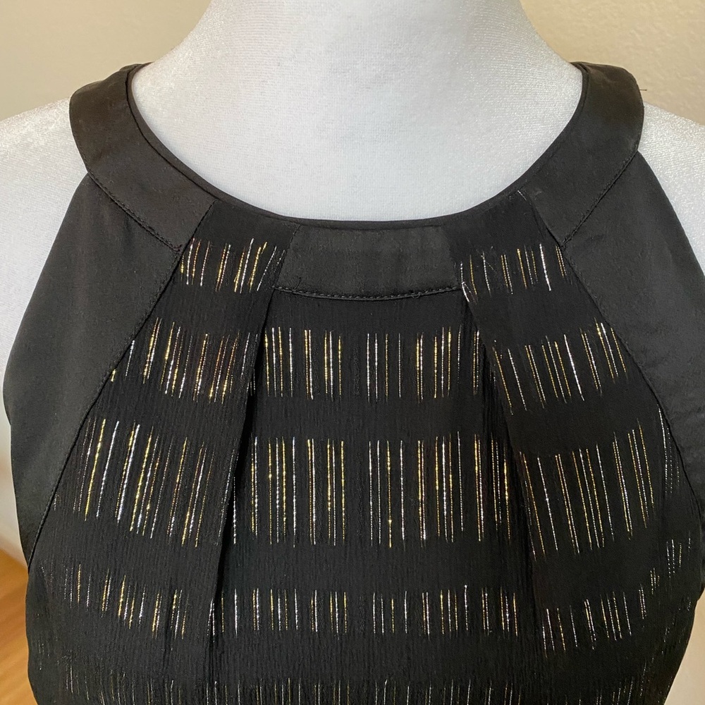 WHBM Black silk top w/metallic threads. Size 6 Never worn. Perfect condition - Picture 5 of 6